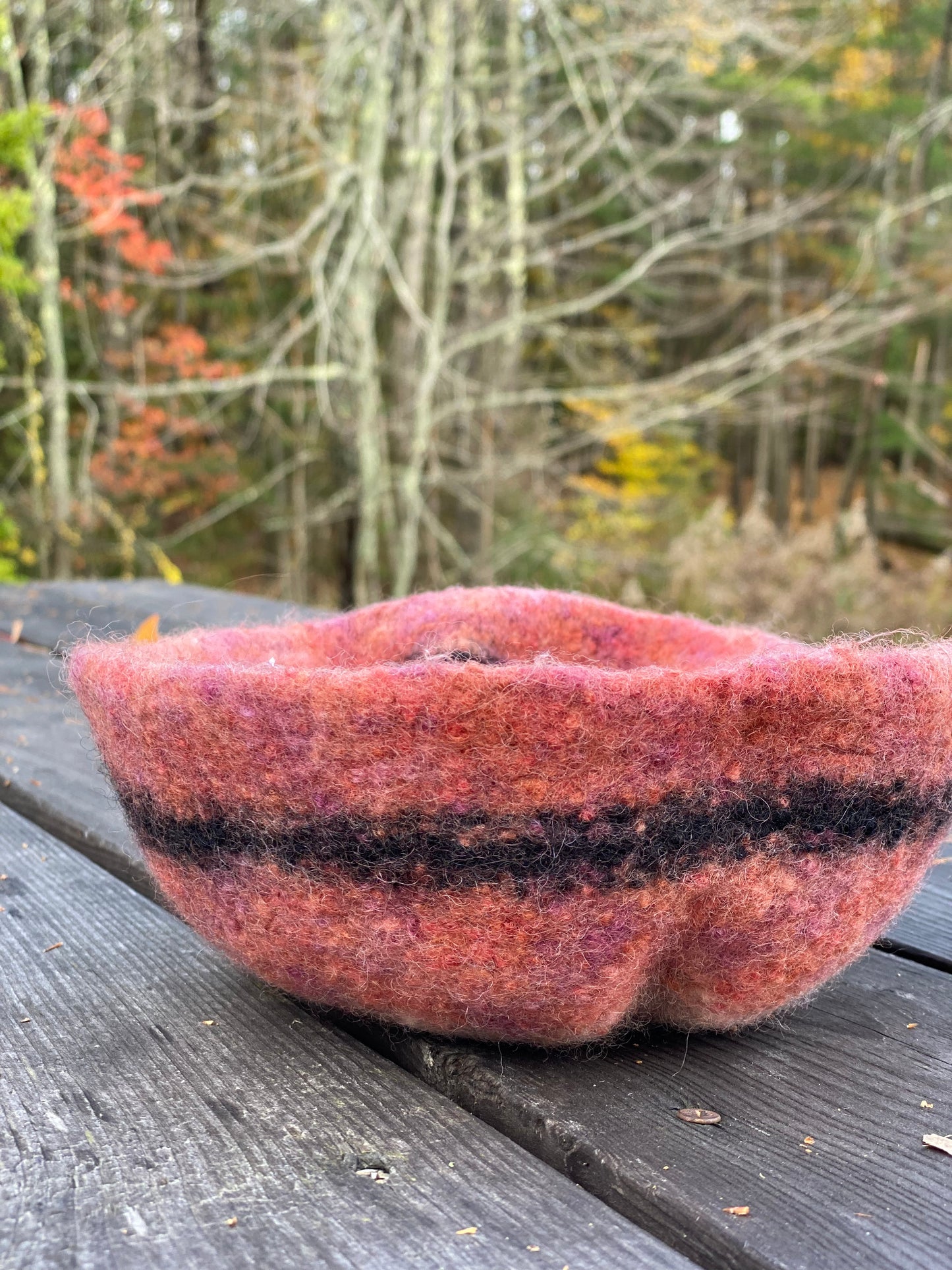Multi colored felted wool bowls