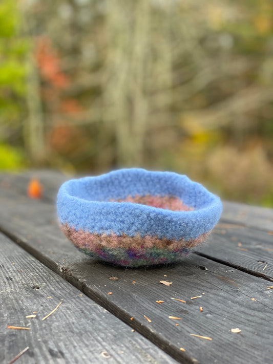 Multi colored felted wool bowls